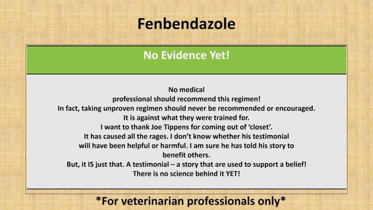 m2ndr fenbendazole diciphered, information for healthcare professional including veterinarian