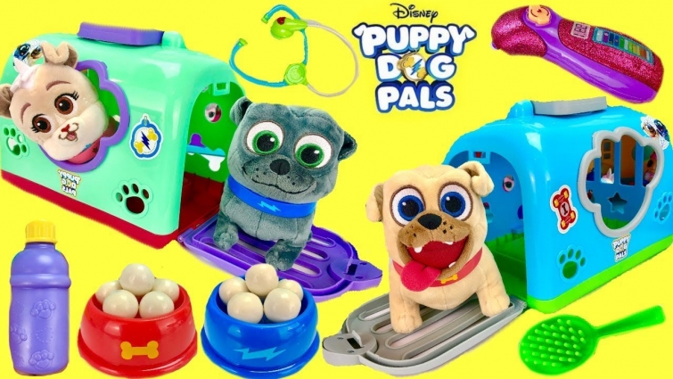 Puppy Dog Pals Bingo Rolly Pet Crate Playset Go to Vet Groomed and Eat