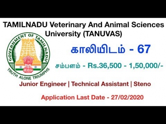 TANUVAS Job Notification | Tamil nadu Veterinary And Animal Sciences University | Tamil OnlineSeva
