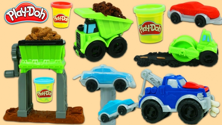 Play Doh Tow Truck & Gravel Yard Construction Truck Double Playsets!