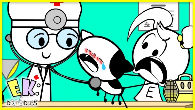 Sick Pet Cats 1st Visit to the Pet Doctor Vet Clinic with EK Doodles !