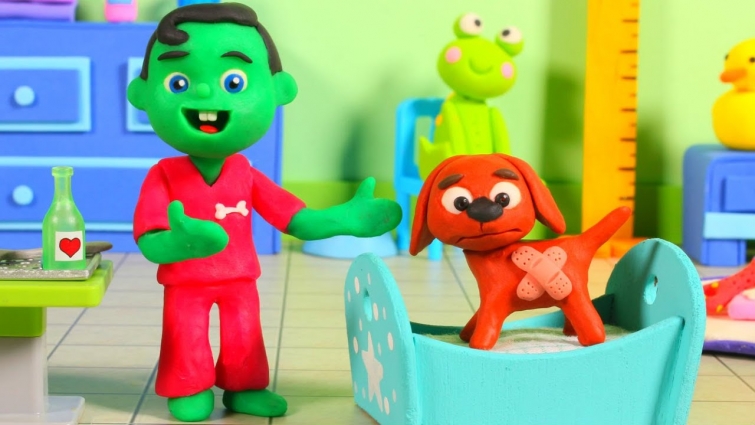 Little Vet Takes Care Of The Doggy 💕Play-Doh Cartoons For Kids