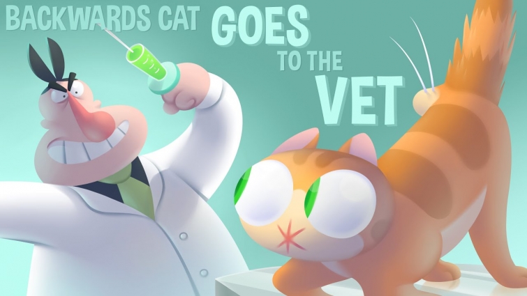 Backwards Cat Goes to the Vet
