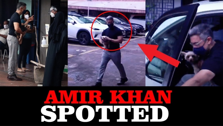 SPOTTED ! Amir Khan Spotted With His Cute Pet Near Pets Clinic Andheri During Lockdown.