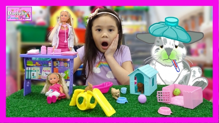 Daelene Pretend Play Vet Taking Care Sick Pet Bunny Steffi Animal World Playset