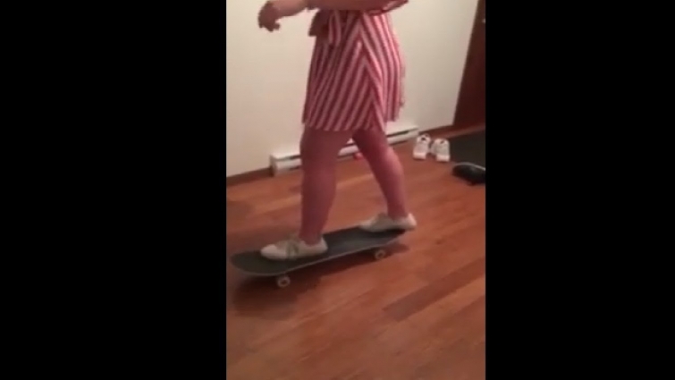 Woman Takes A Face Hit After Slipping Off A Skateboard