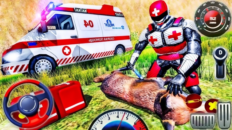 Ambulance Driving Simulator 2020 – Robot Doctor Zoo Animals Rescue Ranger – Android GamePlay