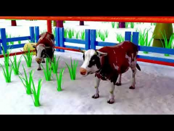 BABY CATCHING WILD COW | Animals Cartoon for Kids | Pretend Play with Wild Animals